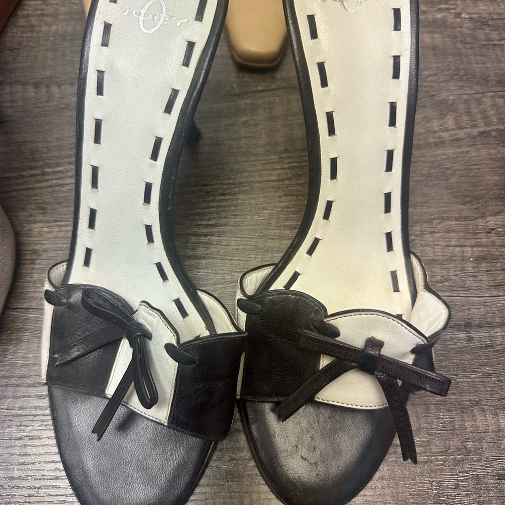 Joey Black Bow-Accent Women’s Open 4” Heeled Sandals